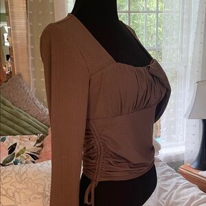 Mixed Threads Chic Taupe Women's Blouse with Ruched Design New With Tags Size M